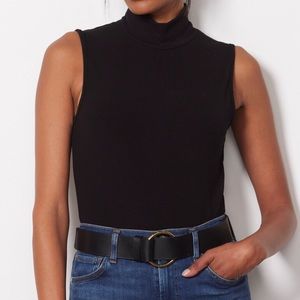Black Sleeveless Mock Neck Tank Top